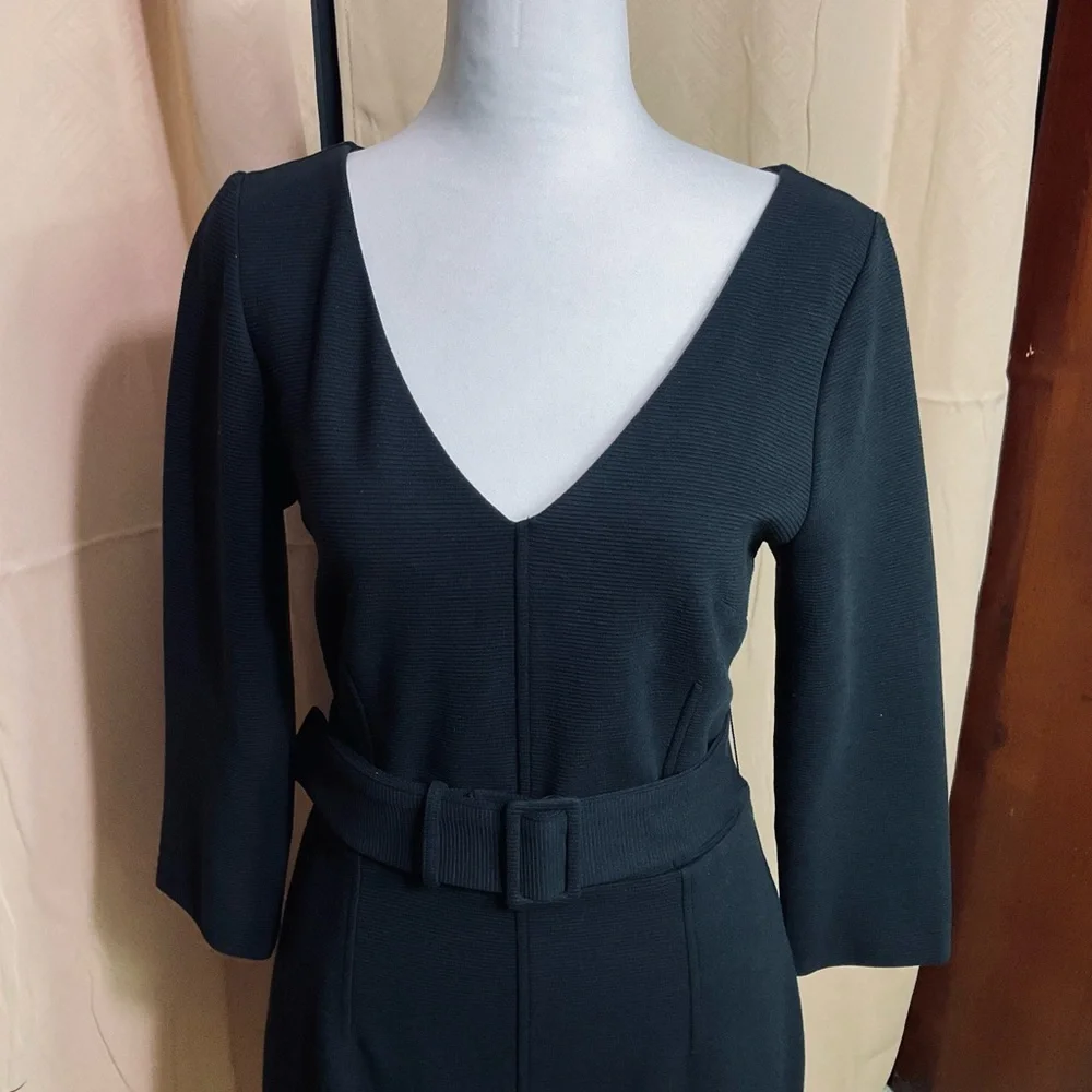 Boden  Margie Ottoman Black Long Sleeve Belted Dress - Picture 4 of 13